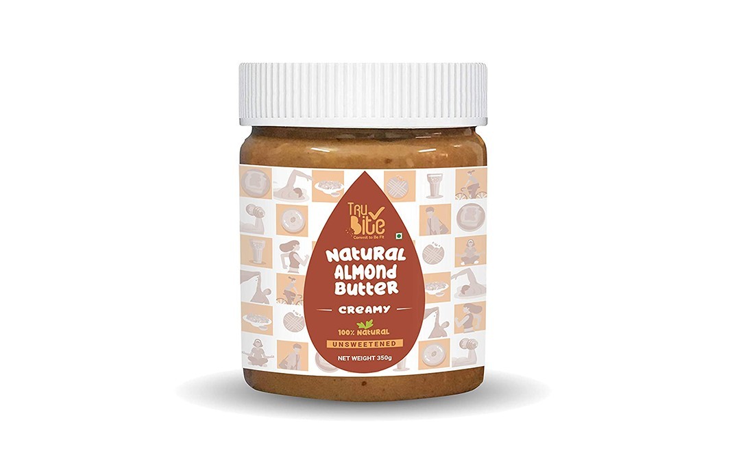 Trubite Natural Almond Butter Creamy Unsweetened   Plastic Jar  350 grams